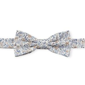White w/ Dusty Blue Floral Pre-Tied Boys Bow Tie